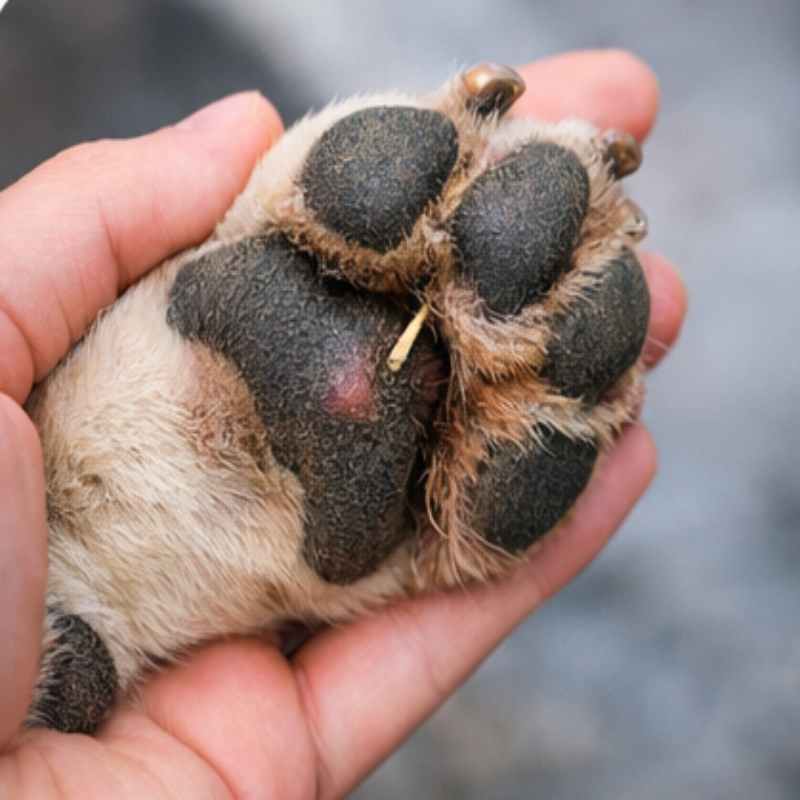 Thorn stuck in paw